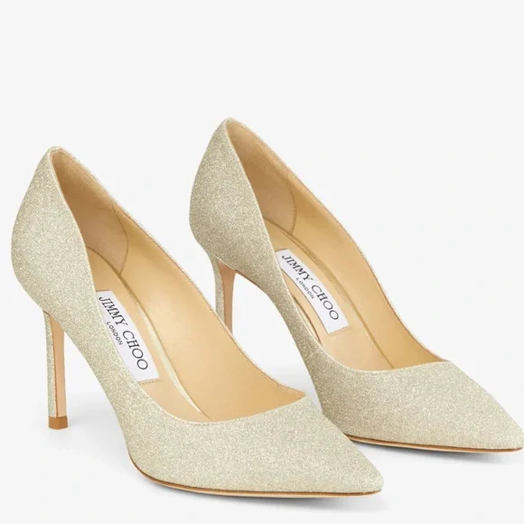 Jimmy Choo Romy 85 SIZE 39.5 Glitter Pointy Toe Pumps - Picture 1 of 9